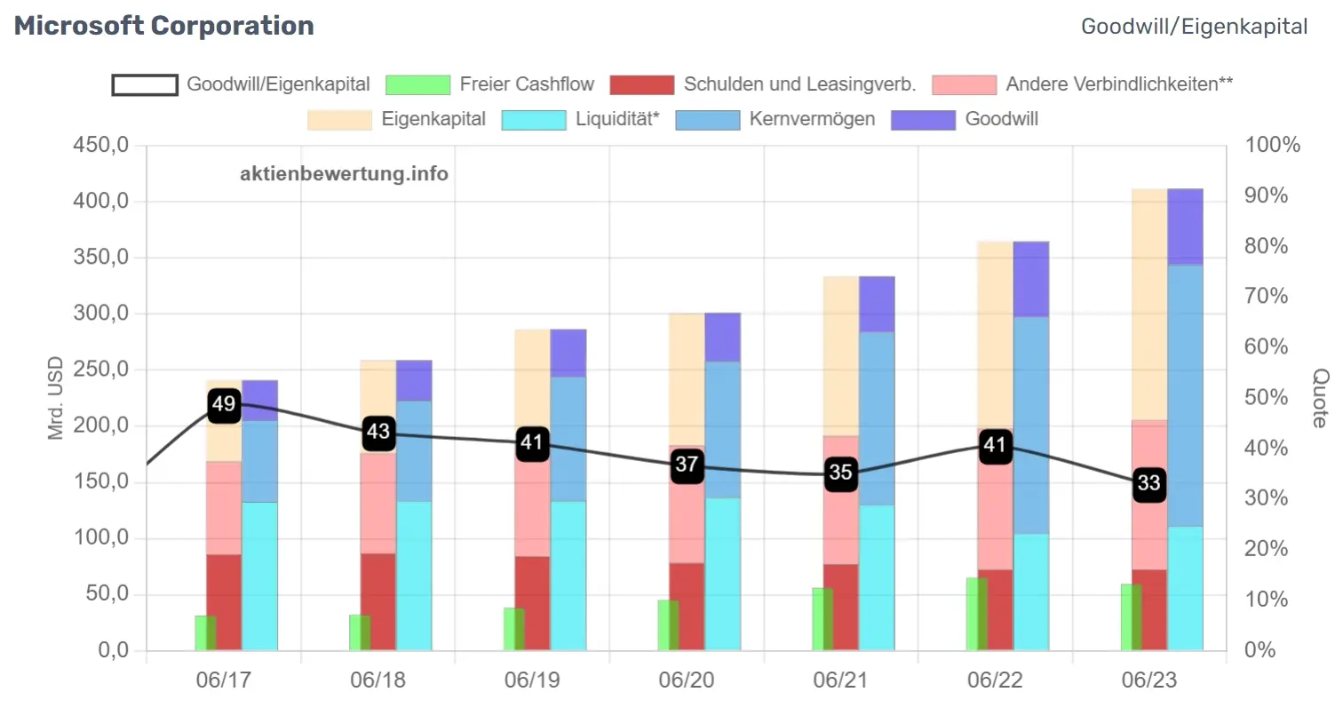 Darstellung des Goodwills zum Eigenkapital des Unternehmens